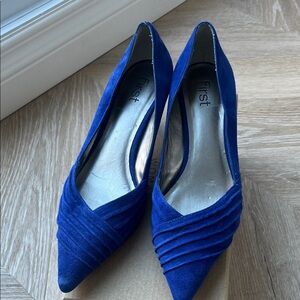 Women's Vintage Blue Suede Heels. Feet First. New